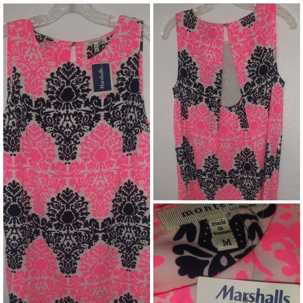 Med. Monteau. Hot pink navy blue and white